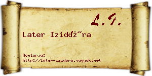 Later Izidóra névjegykártya